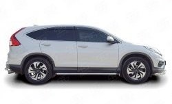 14 849 р. Защита порогов из круглой трубы диаметром 63 мм (рестайлинг) Russtal Honda CR-V RM1,RM3,RM4 дорестайлинг (2012-2015) (Защита порогов с со скосами на торцах (вариант 1))  с доставкой в г. Краснодар. Увеличить фотографию 2