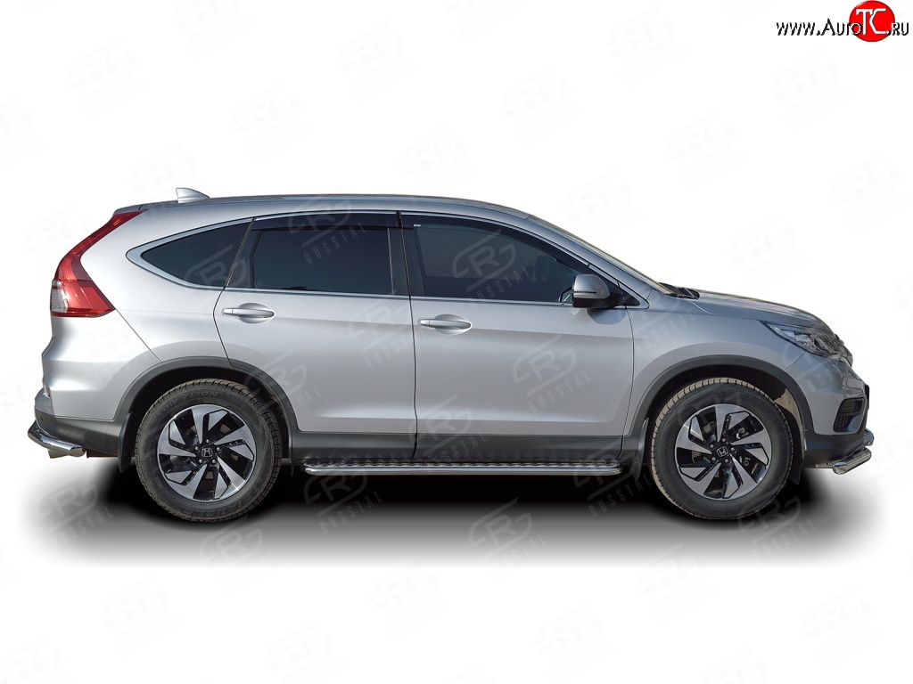 20 749 р. Широкая защита порогов Russtal Honda CR-V RM1,RM3,RM4 дорестайлинг (2012-2015) (Защита порогов с со скосами на торцах (вариант 1))  с доставкой в г. Краснодар