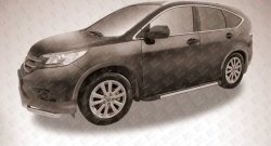 11 299 р. Алюминиевые пороги Slitkoff Luxe Black Honda CR-V RM1,RM3,RM4 дорестайлинг (2012-2015)  с доставкой в г. Краснодар. Увеличить фотографию 2