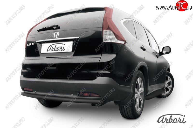 7 019 р. Защита заднего бампера Arbori (черная, 1 труба d57 mm). Honda CR-V RM1,RM3,RM4 дорестайлинг (2012-2015)  с доставкой в г. Краснодар