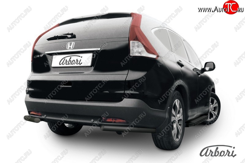 5 399 р. Защита заднего бампера Arbori (уголки, черная, 1 труба d57 mm). Honda CR-V RM1,RM3,RM4 дорестайлинг (2012-2015)  с доставкой в г. Краснодар