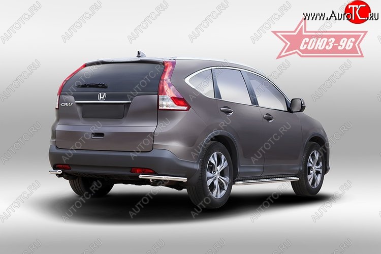 8 189 р. Защита заднего бампера из боковых уголков Souz-96 (d42) Honda CR-V RM1,RM3,RM4 дорестайлинг (2012-2015)  с доставкой в г. Краснодар