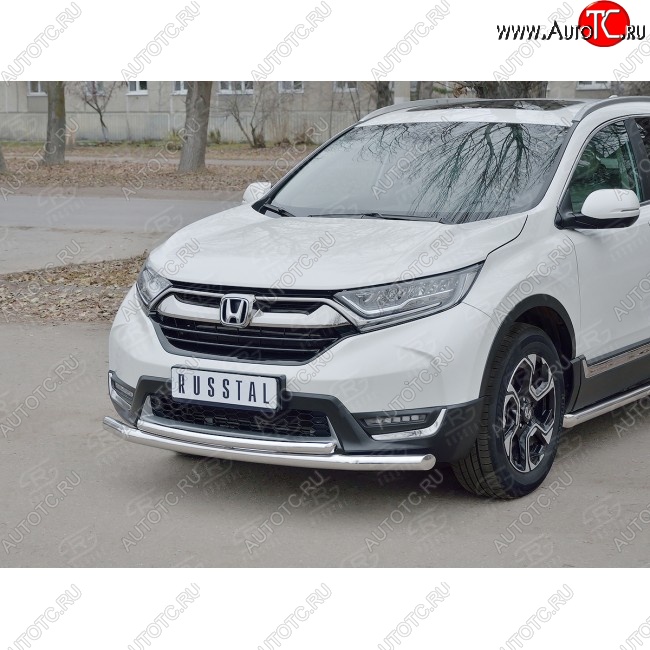 20 399 р. Защита переднего бампера (2 трубыØ63 и 42 мм, нержавейка) SLITKOFF  Honda CR-V  RW,RT (2016-2020) дорестайлинг  с доставкой в г. Краснодар