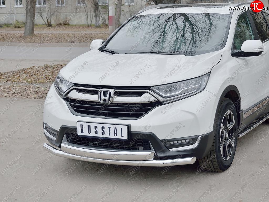 14 699 р. Защита переднего бампера (2 трубыØ63 и 75х42 мм, нержавейка) Russtal Honda CR-V RW,RT дорестайлинг (2016-2020)  с доставкой в г. Краснодар