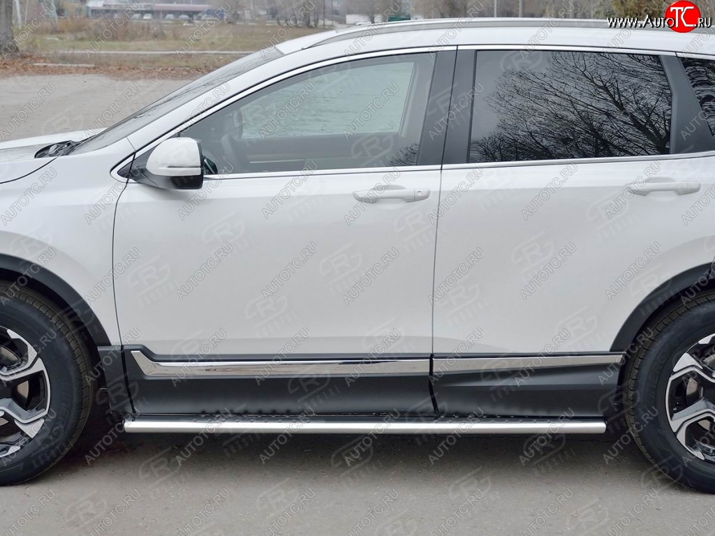 30 649 р. Защита порогов Russtal из овальной трубы d120х60 с проступью Russtal Honda CR-V RW,RT дорестайлинг (2016-2020)  с доставкой в г. Краснодар