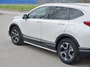 21 999 р. Защита порогов из круглой трубы диаметром 63 мм SLITKOFF v1  Honda CR-V  RW,RT (2016-2020) дорестайлинг  с доставкой в г. Краснодар. Увеличить фотографию 2