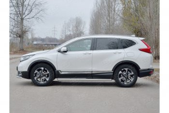 21 999 р. Защита порогов из круглой трубы диаметром 63 мм SLITKOFF v3 Honda CR-V RW,RT дорестайлинг (2016-2020)  с доставкой в г. Краснодар. Увеличить фотографию 2