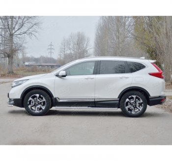 21 749 р. Защита порогов Russtal из овальной трубы d75х42 с проступью Russtal Honda CR-V RW,RT дорестайлинг (2016-2020)  с доставкой в г. Краснодар. Увеличить фотографию 2