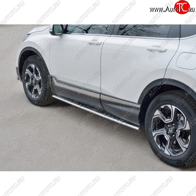 21 749 р. Защита порогов Russtal из овальной трубы d75х42 с проступью Russtal Honda CR-V RW,RT дорестайлинг (2016-2020)  с доставкой в г. Краснодар