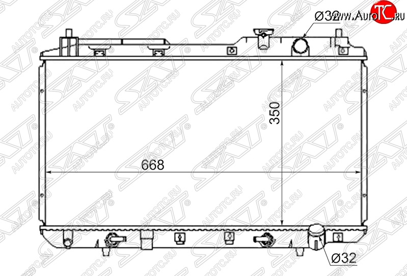 6 349 р. Радиатор двигателя SAT (пластинчатый, МКПП/АКПП, пробка радиатора R103B)  Honda CR-V  RD1,RD2,RD3 - partner  с доставкой в г. Краснодар