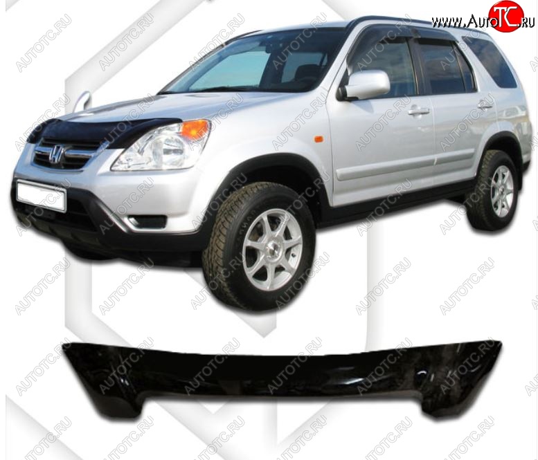 2 059 р. Дефлектор капота CA-Plastic  Honda CR-V  RD4,RD5,RD6,RD7,RD9  (2001-2006) дорестайлинг, рестайлинг (Classic черный, Без надписи)  с доставкой в г. Краснодар