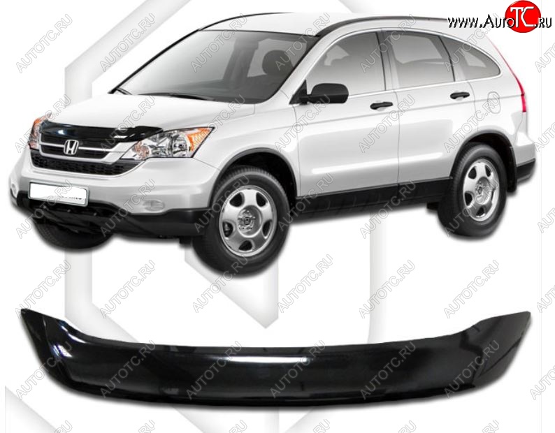 1 999 р. Дефлектор капота CA-Plastic  Honda CR-V  RE1,RE2,RE3,RE4,RE5,RE7 (2009-2012) рестайлинг (Classic черный, Без надписи)  с доставкой в г. Краснодар