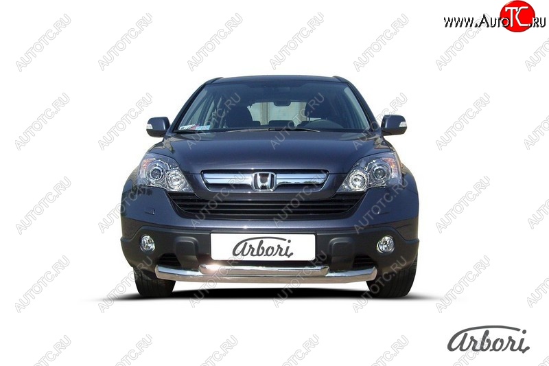 8 369 р. Защита переднего бампера Arbori (2 трубы d76 и 57 mm) Honda CR-V RE1,RE2,RE3,RE4,RE5,RE7 рестайлинг (2009-2012) (черная)  с доставкой в г. Краснодар