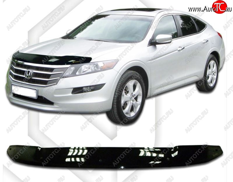 1 999 р. Дефлектор капота CA-Plastiс  Honda Crosstour  1 (2009-2016) TF дорестайлинг, TF рестайлинг (Classic черный, Без надписи)  с доставкой в г. Краснодар