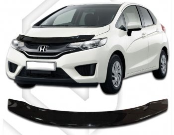 1 999 р. Дефлектор капота CA-Plastiс Honda Fit GP,GK  дорестайлинг (2013-2015) (Classic черный, Без надписи)  с доставкой в г. Краснодар. Увеличить фотографию 1