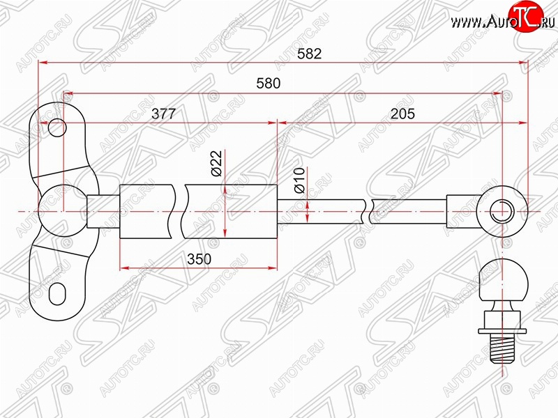 1 099 р. Левый упор крышки багажника SAT (газовый)  Honda Odyssey  2 (1999-2003)  с доставкой в г. Краснодар