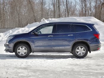 22 549 р. Пороги труба d76 с накладкой SLITKOFF (вариант №2)  Honda Pilot  YF6 (2016-2019) дорестайлинг  с доставкой в г. Краснодар. Увеличить фотографию 1