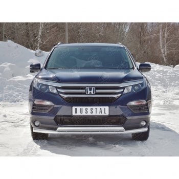 23 699 р. Защита переднего бампера (2 трубы Ø63 и 75х42 мм, нержавейка) Russtal Honda Pilot YF6 дорестайлинг (2016-2019)  с доставкой в г. Краснодар. Увеличить фотографию 4