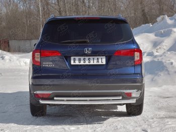 21 699 р. Защита заднего бампера (2 трубы Ø63 и 42 мм, нержавейка) SLITKOFF  Honda Pilot  YF6 (2016-2019) дорестайлинг  с доставкой в г. Краснодар. Увеличить фотографию 4