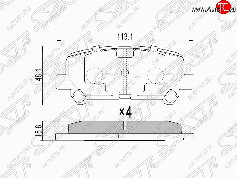 1 189 р. Комплект задних тормозных колодок SAT Honda Pilot YF4 рестайлинг (2011-2015)  с доставкой в г. Краснодар