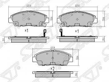 1 249 р. Колодки тормозные SAT (передние) Honda Accord 6 CF седан дорестайлинг (1997-2000)  с доставкой в г. Краснодар. Увеличить фотографию 1