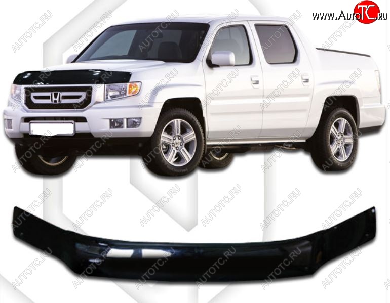 2 079 р. Дефлектор капота CA-Plastic  Honda Ridgeline  YK1 (2005-2008) дорестайлинг (Classic черный, Без надписи)  с доставкой в г. Краснодар