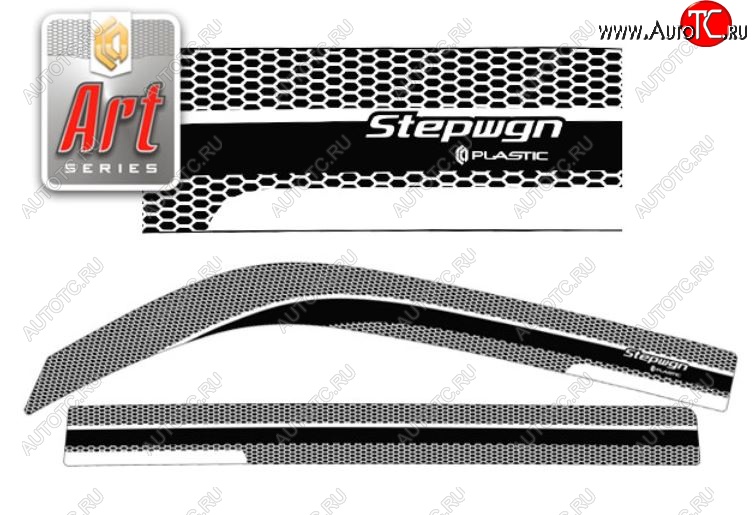 2 299 р. Дефлектора окон  StepWagon (2003-2005) RF3-RF8 CA-Plastiс  Honda StepWagon  RF3,RF4 (2003-2005) минивэн рестайлинг (Серия Art черная, Без хром.молдинга)  с доставкой в г. Краснодар
