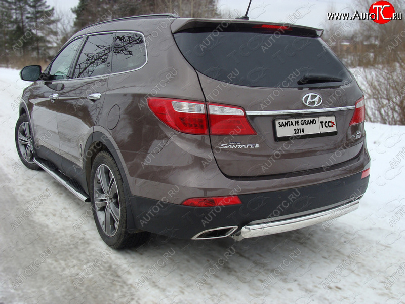 16 849 р. Защита заднего бампера (овальная) ТСС (нержавейка d 75х42 мм)  Hyundai Grand Santa Fe  1 DM (2013-2016) дорестайлинг  с доставкой в г. Краснодар