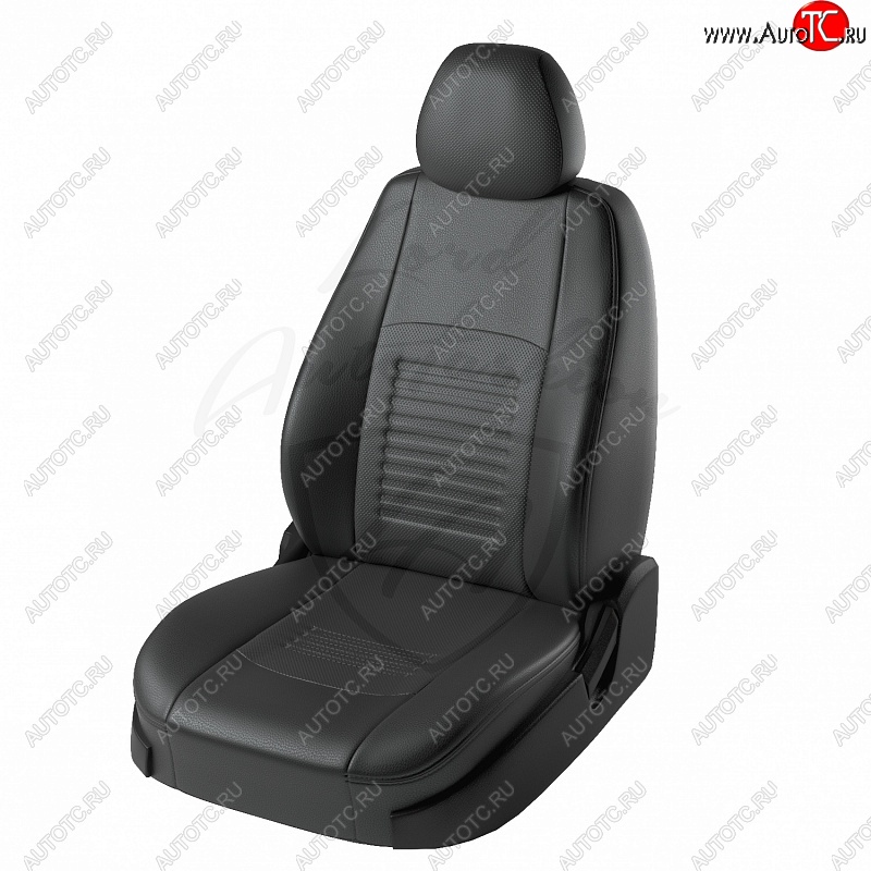 9 449 р. Чехлы для сидений Lord Autofashion Турин (экокожа) Hyundai Accent седан ТагАЗ (2001-2012) (Чёрный, вставка чёрная)  с доставкой в г. Краснодар