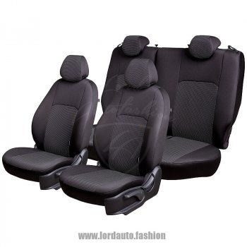 4 249 р. Чехлы для сидений Lord Autofashion Дублин (жаккард) Hyundai Accent седан ТагАЗ (2001-2012) (Черный, вставка Ёж Белый)  с доставкой в г. Краснодар. Увеличить фотографию 2