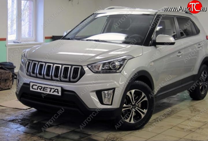 8 099 р. Решётка радиатора Next Hyundai Creta GS дорестайлинг (2015-2019) (цвет: Чёрный матовый с серебристым выделением ноздрей)  с доставкой в г. Краснодар