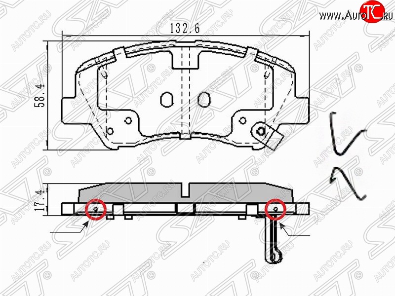 1 239 р. Колодки тормозные передние SAT (в комплекте с прижимными пластинами) Hyundai Creta GS дорестайлинг (2015-2019)  с доставкой в г. Краснодар