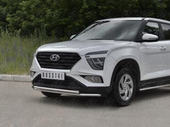 14 999 р. Защита переднего бампера (2 трубы Ø42 мм, нержавейка) SLITKOFF  Hyundai Creta  SU (2020-2022)  с доставкой в г. Краснодар. Увеличить фотографию 2