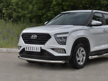 15 999 р. Защита переднего бампера (Ø63 мм, нержавейка) SLITKOFF  Hyundai Creta  SU (2020-2022)  с доставкой в г. Краснодар. Увеличить фотографию 2