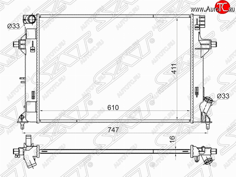 9 349 р. Радиатор двигателя SAT  Hyundai Elantra  AD (2016-2019) дорестайлинг  с доставкой в г. Краснодар