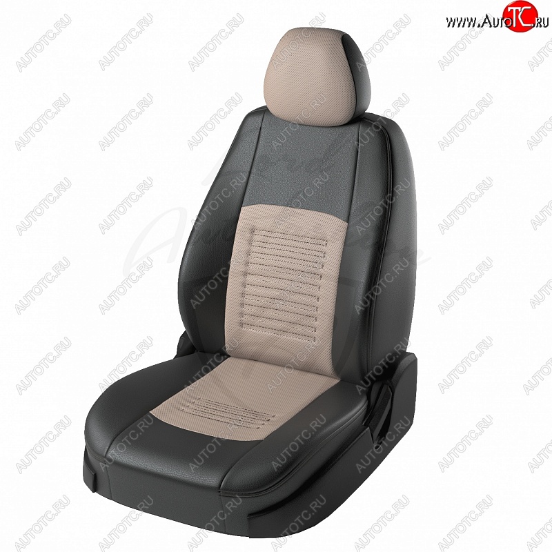 8 749 р. Чехлы для сидений Lord Autofashion Турин (экокожа) Hyundai Elantra HD (2006-2011) (Чёрный, вставка бежевая)  с доставкой в г. Краснодар