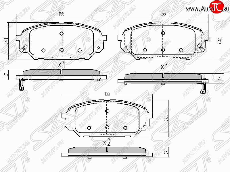 1 039 р. Колодки тормозные (передние) SAT  Hyundai IX55  EN (2006-2013)  с доставкой в г. Краснодар