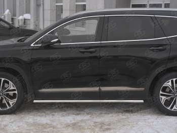 18 999 р. Защита порогов из трубы d42 SLITKOFF Hyundai Santa Fe TM дорестайлинг (2018-2021) (Вариант 1 (со скосами на торцах))  с доставкой в г. Краснодар. Увеличить фотографию 3