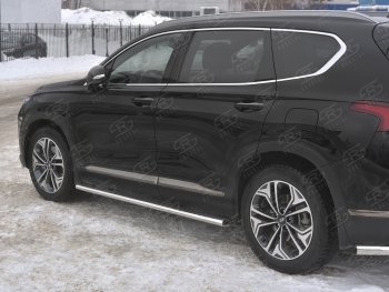 Пороги из трубы 120х60 овал с проступью Russtal Hyundai Santa Fe TM дорестайлинг (2018-2021)