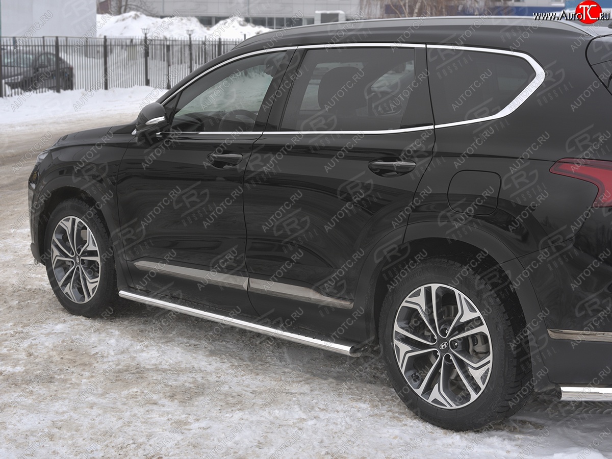 31 649 р. Пороги из трубы 120х60 овал с проступью Russtal Hyundai Santa Fe TM дорестайлинг (2018-2021)  с доставкой в г. Краснодар