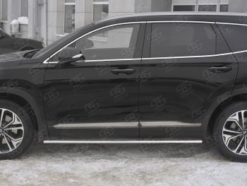 20 999 р. Пороги из труб 75х42 с проступью Russtal Hyundai Santa Fe TM дорестайлинг (2018-2021)  с доставкой в г. Краснодар. Увеличить фотографию 3