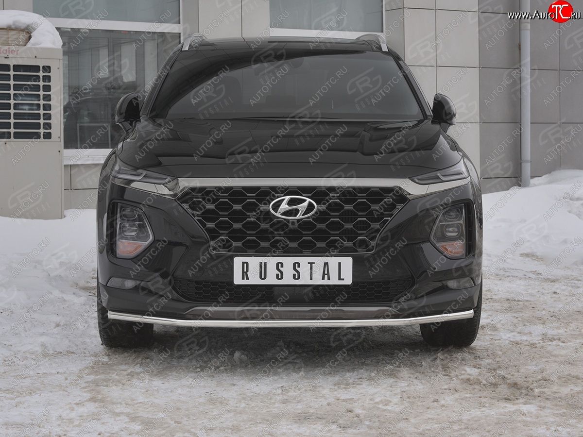 16 999 р. Защита переднего бампера (Ø42 мм, нержавейка) SLITKOFF  Hyundai Santa Fe  TM (2018-2021) дорестайлинг  с доставкой в г. Краснодар