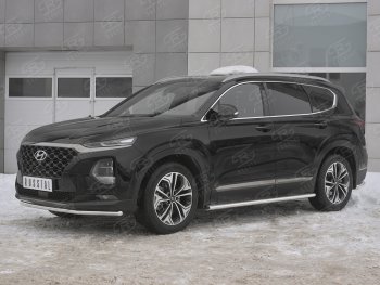 16 999 р. Защита переднего бампера (Ø42 мм, нержавейка) SLITKOFF  Hyundai Santa Fe  TM (2018-2021) дорестайлинг  с доставкой в г. Краснодар. Увеличить фотографию 2