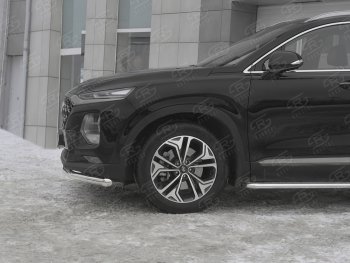 16 699 р. Защита переднего бампера (Ø63 мм, нержавейка) SLITKOFF  Hyundai Santa Fe  TM (2018-2021) дорестайлинг  с доставкой в г. Краснодар. Увеличить фотографию 3