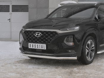 16 699 р. Защита переднего бампера (Ø63 мм, нержавейка) SLITKOFF  Hyundai Santa Fe  TM (2018-2021) дорестайлинг  с доставкой в г. Краснодар. Увеличить фотографию 4