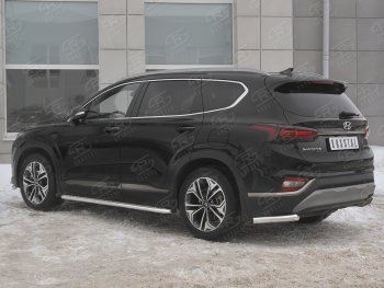 14 499 р. Защита заднего бампера (Ø63 мм уголки, нержавейка) SLITKOFF Hyundai Santa Fe TM дорестайлинг (2018-2021)  с доставкой в г. Краснодар. Увеличить фотографию 2