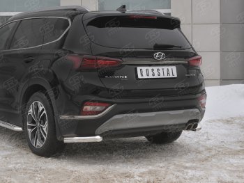 14 499 р. Защита заднего бампера (Ø63 мм уголки, нержавейка) SLITKOFF Hyundai Santa Fe TM дорестайлинг (2018-2021)  с доставкой в г. Краснодар. Увеличить фотографию 4