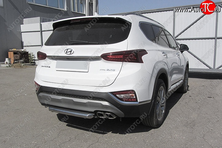 11 899 р. Защита заднего бампера Slitkoff (d57 мм)  Hyundai Santa Fe  TM (2018-2021) дорестайлинг (Нержавейка, Полированная)  с доставкой в г. Краснодар