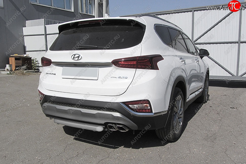 8 299 р. Защита заднего бампера Slitkoff (d57 мм)  Hyundai Santa Fe  TM (2018-2021) дорестайлинг (Сталь с полимерным покрытием. Цвет: серебристый)  с доставкой в г. Краснодар