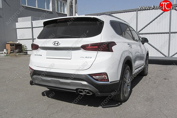 8 599 р. Защита заднего бампера Slitkoff (уголки, d57 мм)  Hyundai Santa Fe  TM (2018-2021) дорестайлинг (Сталь с полимерным покрытием. Цвет: чёрный)  с доставкой в г. Краснодар